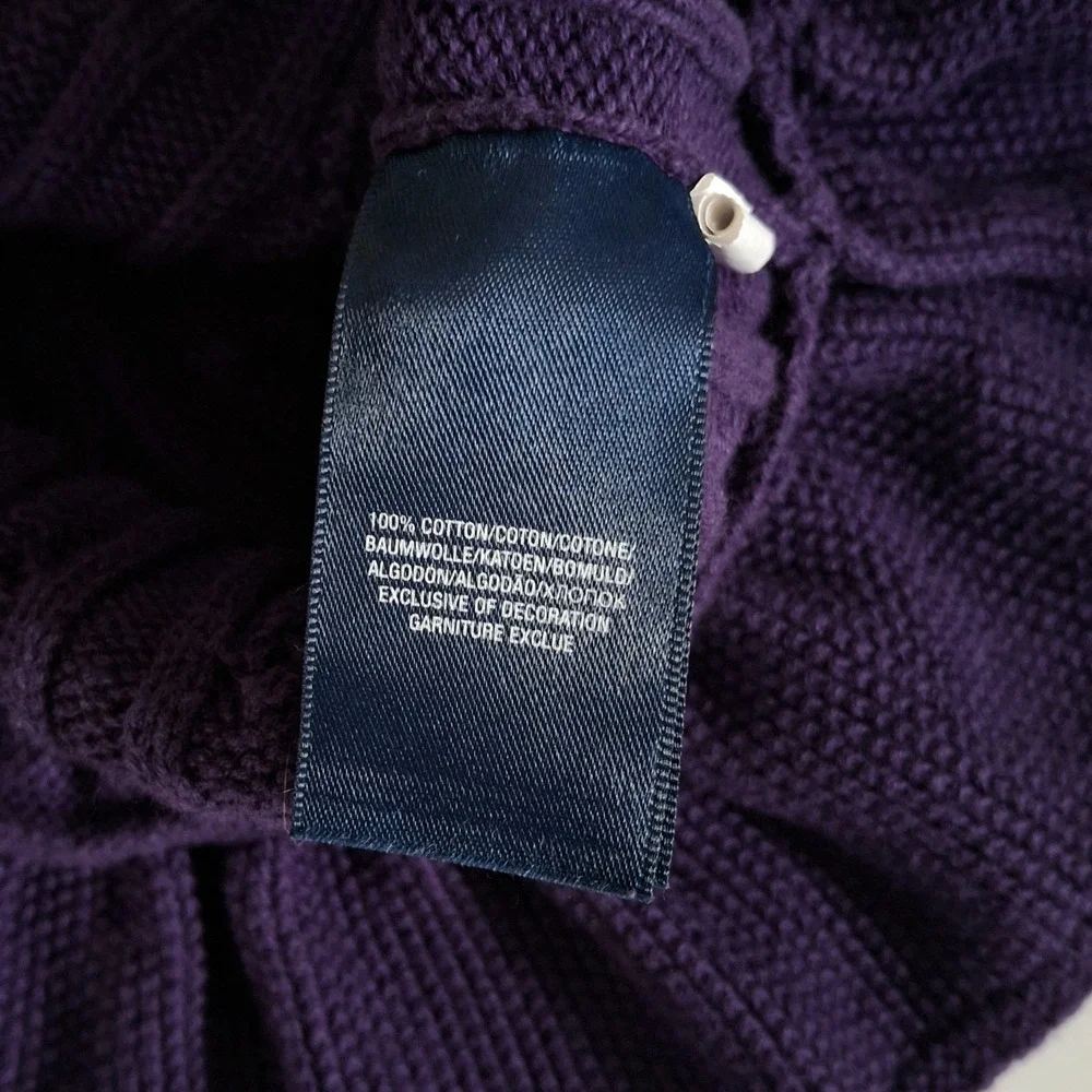 Ralph Lauren Girls Purple Cable Knit Peplum Cardigan Sweater Kids Size 5